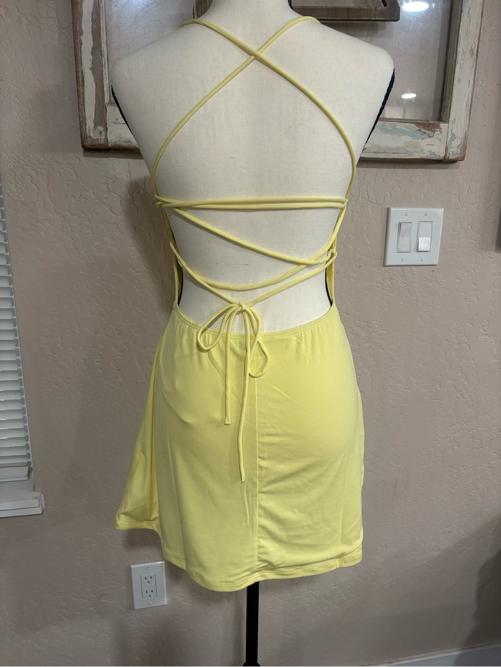 Love Tree Sunny Yellow V-Neck Spaghetti Strap Slip Dress